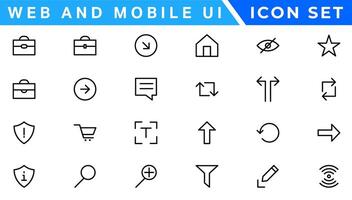 UI icons set. Vector. For mobile, web, social media, business. User interface elements for mobile app. Simple modern design. vector