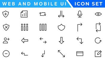 UI icons set. Vector. For mobile, web, social media, business. User interface elements for mobile app. Simple modern design. vector