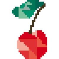 Cherry cartoon icon in pixel style vector