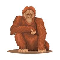 Orangutan Animal Species Cartoon Illustration Vector