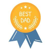 Best dad award, gold medal for father. Reward, gift, present for papa. Budge and label. Perfect for Fathers day gifts, greeting cards, appreciation, decoration. Thank you gift for lovely dad. vector