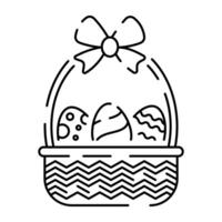 Happy Easter line icon. Vector holiday sign egg, bird and bunny or flower spring.