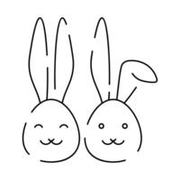 Happy Easter line icon. Vector holiday sign egg, bird and bunny or flower spring.