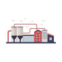 fábrica edificio, poder electricidad, industria fabricación edificios plano icono aislado vector ilustración.