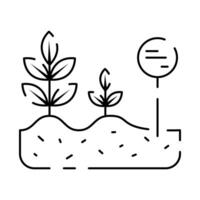 suelo línea icono. sencillo plantas relacionado vector línea icono. contiene tal íconos como hoja en mano y creciente condiciones. semillas y irrigación. primavera.