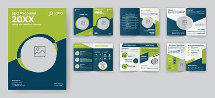 SEO Proposal Brochure Template for Web Design Business with green accent vector