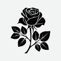 negro hermosa Rosa silueta vector Arte ilustración