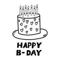 doodle cake and happy birthday, Image birthday cake. vector