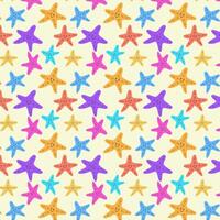 pattern multi-colored starfish isolated on a light background. Cute kawaii summer design vector