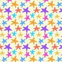 pattern multi-colored starfish isolated on a light background. Cute kawaii summer design vector