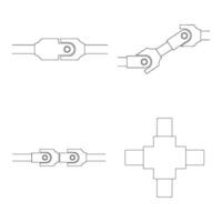 Propeller shafts and universal joints icon vector