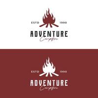 Hipster vintage bonfire logo design. Logo for camping, adventure wildlife, campfire. vector