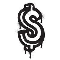 Spray Painted Graffiti dollar icon Sprayed isolated with a white background. vector