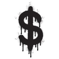 Spray Painted Graffiti dollar icon Sprayed isolated with a white background. vector