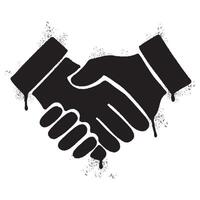 Spray Painted Graffiti handshake icon Sprayed isolated with a white background. vector