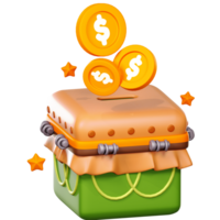 3D Charity Box icon on transparent background png