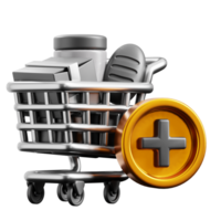 3D Add to Cart icon on transparent background png