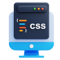 3D Cascading Style Sheet CSS icon on transparent background png