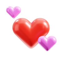 3D Hearts icon on transparent background png