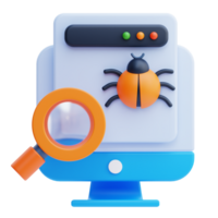 3D Find Bug icon on transparent background png