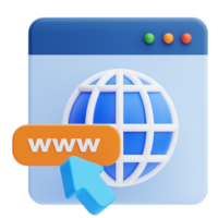 3D Web Address icon on transparent background png