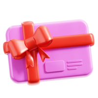 3D Gift card icon on transparent background png