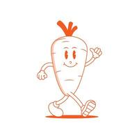 Carrot Retro Mascot. Funny cartoon character of Carrot. vector