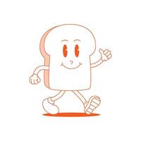 Bread Retro Mascot. Funny cartoon character of Bread vector
