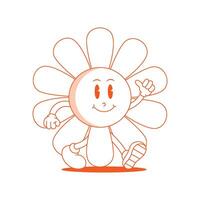 girasol retro mascota. gracioso dibujos animados personaje de girasol vector