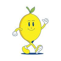 Lemon Retro Mascot. Funny cartoon character of Lemon vector