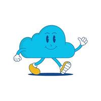 Cloud Retro Mascot. Funny cartoon character of Cloud. vector