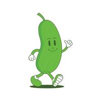 Cucumber Retro Mascot. Funny cartoon character of Cucumber. vector