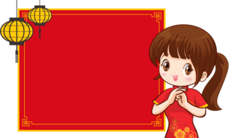 schön Chinesisch Frau im traditionell Kleid mit Schild die Geschenke png