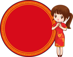 schön Chinesisch Frau im traditionell Kleid mit Schild die Geschenke png