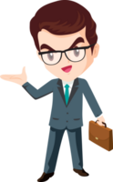 smart business man with glasses character png