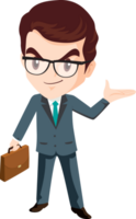 smart business man with glasses character png