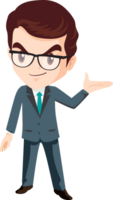 smart business man with glasses character png