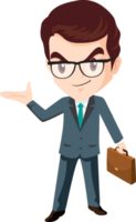 smart business man with glasses character png