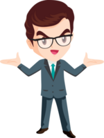 smart business man with glasses character png