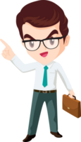 smart business man with glasses character png