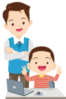 teacher and student learn computer png