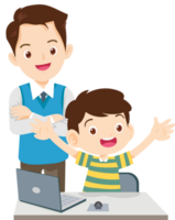 teacher and student learn computer png