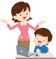 teacher and student learn computer png