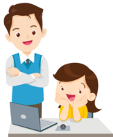 teacher and student learn computer png