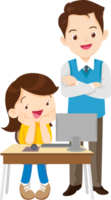 teacher and student learn computer png