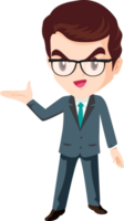 smart business man with glasses character png