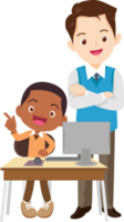 teacher and student learn computer png