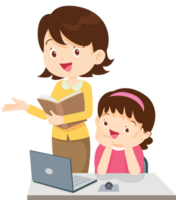 teacher and student learn computer png