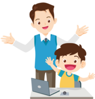 teacher and student learn computer png