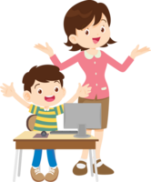 teacher and student learn computer png